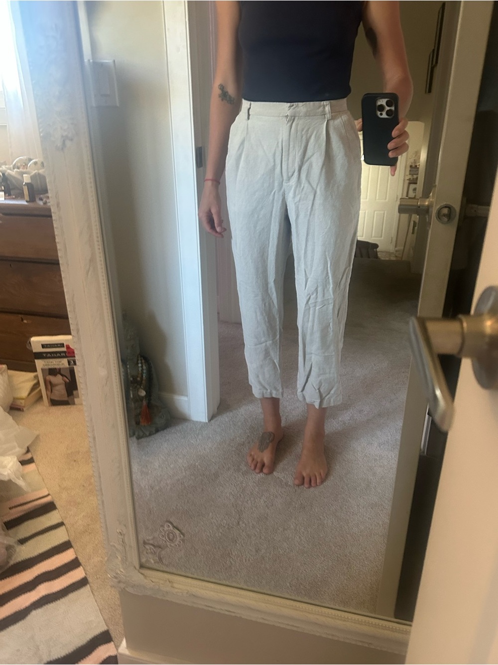Liz Claiborne Petite Linen Blend Pants in Light Beige